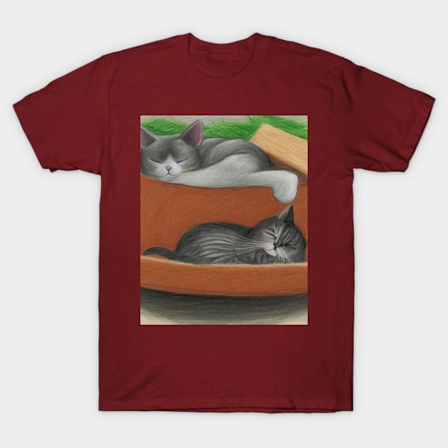 2 cats having a nap T-Shirt by Be stronger than your past